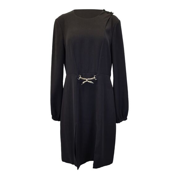 Lanvin Brass Hook Detail Knee-length Dress in Black Polyester